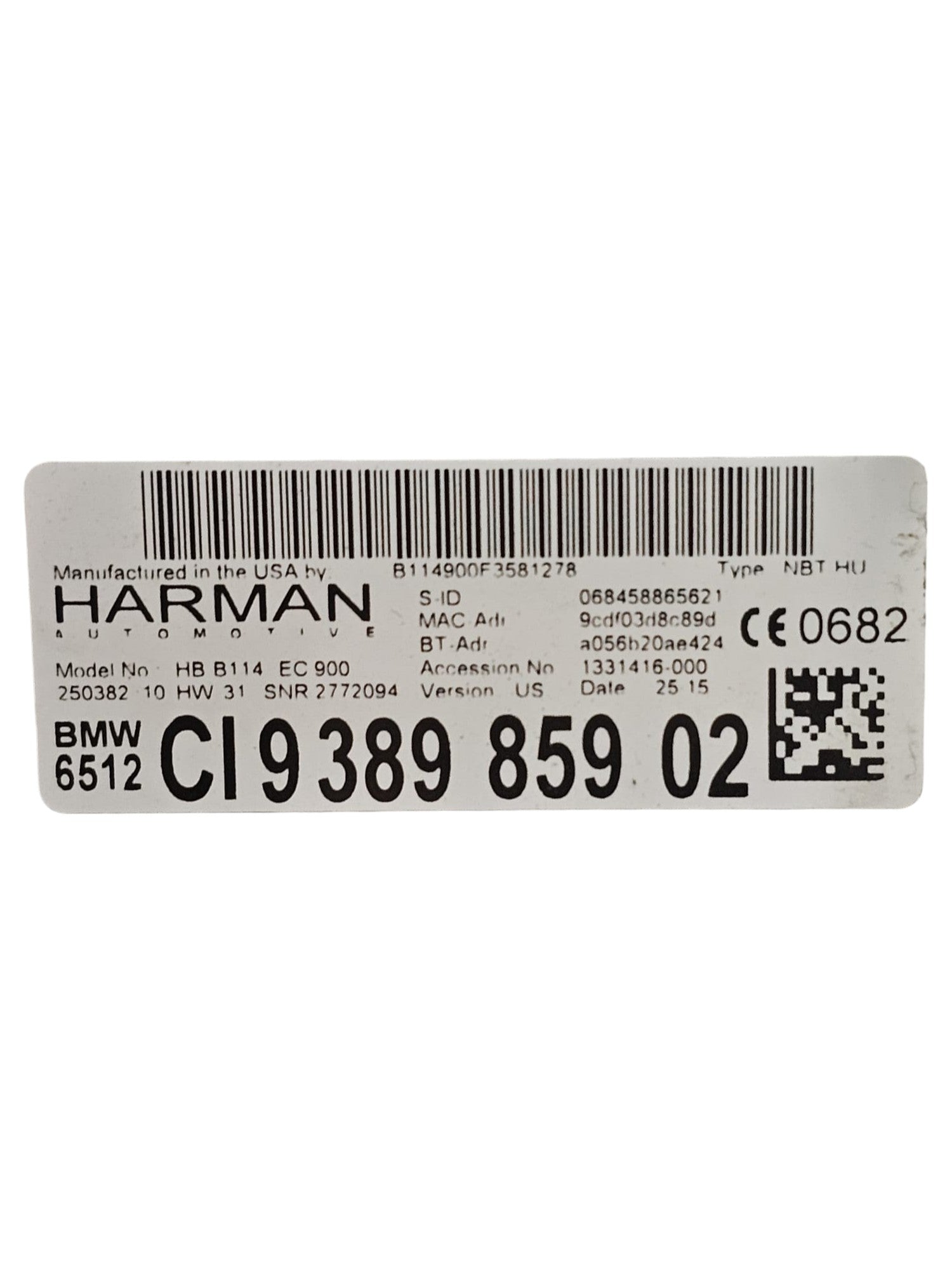 Autoradio / Navigatore BMW X5 F15 Cod:938985902 (2013 - 2018) - F&P CRASH SRLS - Ricambi Usati