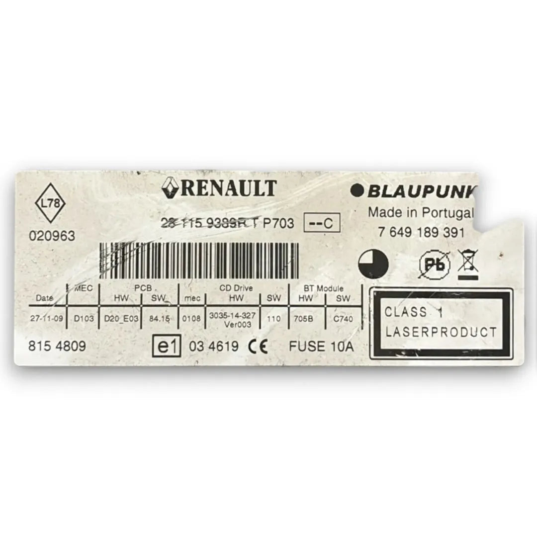 Dettaglio Autoradio Renault Scenic 3ª Serie 2009–2013 OEM 281159979R - foto 3