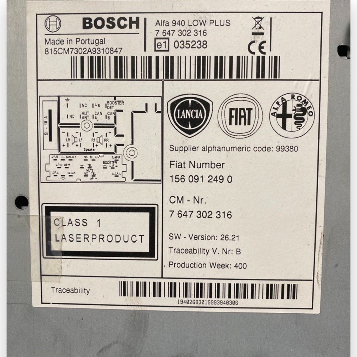 Autoradio / stereo alfa romeo giulietta Cod: 1560912490 (2010 - 2020) 940 i - F&P CRASH SRLS - Ricambi Usati