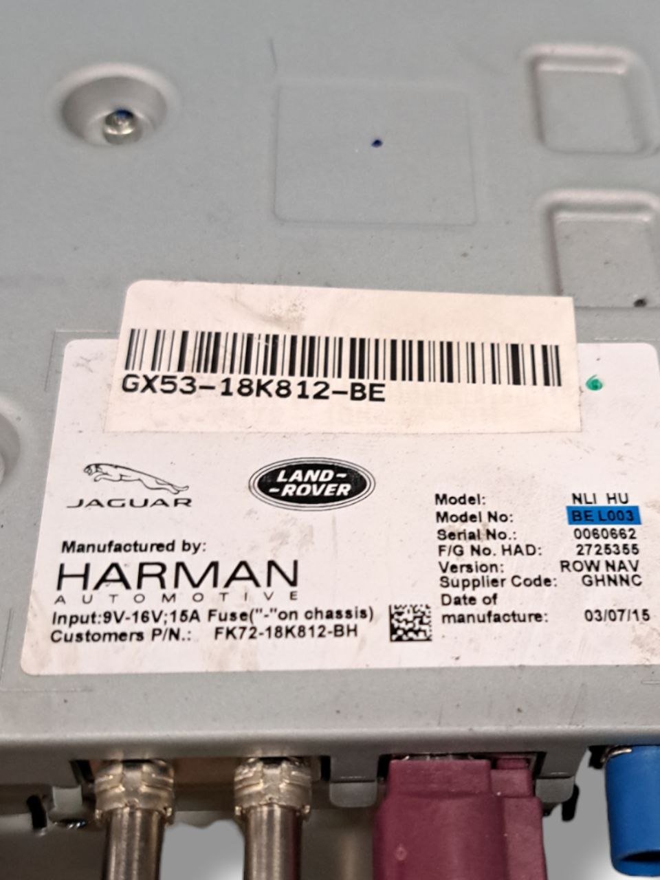 Autoradio / Stereo Jaguar XF (2015>) COD:GX53 - 18K812 - BE - F&P CRASH SRLS - Ricambi Usati