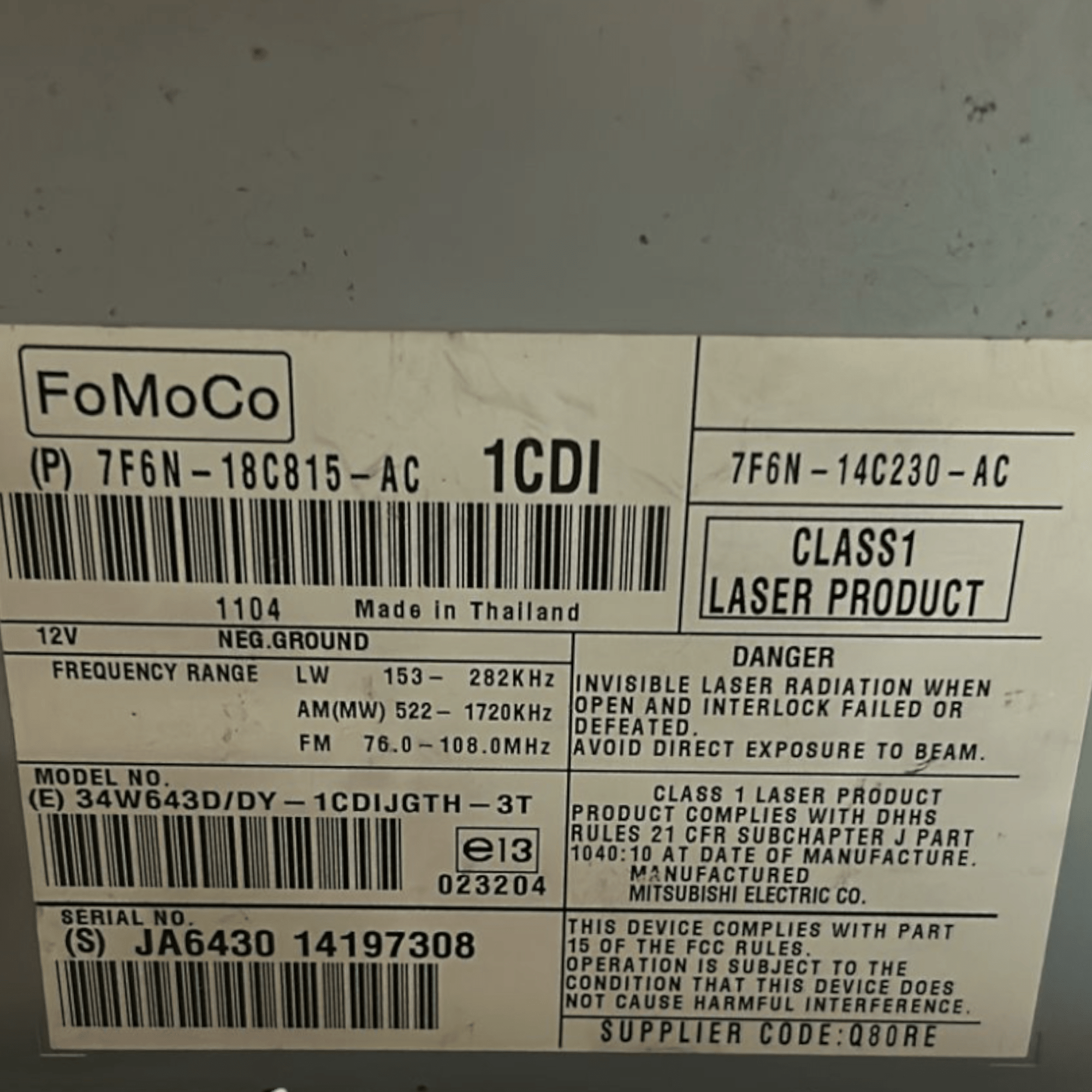 Autoradio / Stereo Jaguar XF X250 (2008 > 2015) cod:7F6N - 18C815 - AC - F&P CRASH SRLS - Ricambi Usati