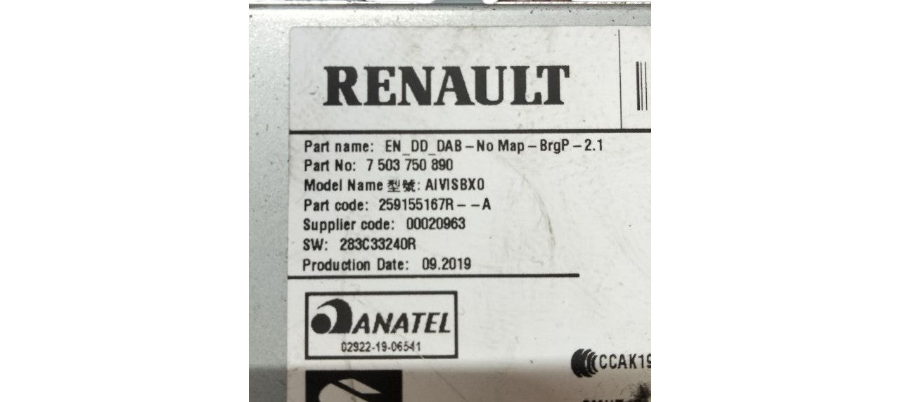 Autoradio / Stereo navigatore Renault Clio V ( 2019 >) cod.259155167R - F&P CRASH SRLS - Ricambi Usati