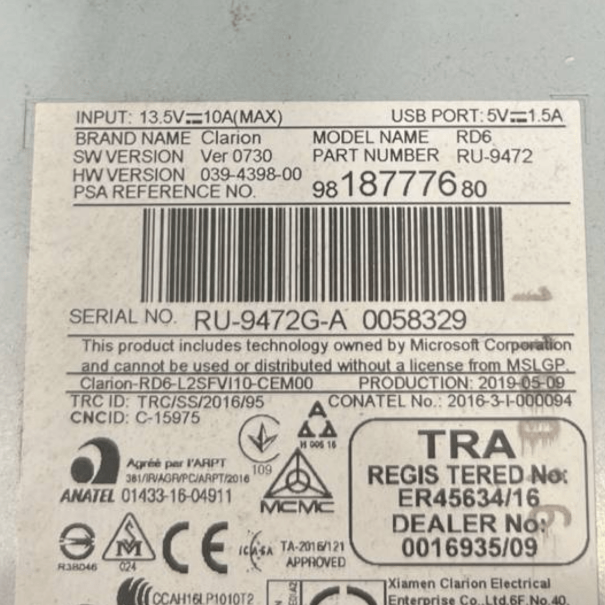 Autoradio / Stereo Opel Combo E (2018 - ) cod: 9818777680 - F&P CRASH SRLS - Ricambi Usati