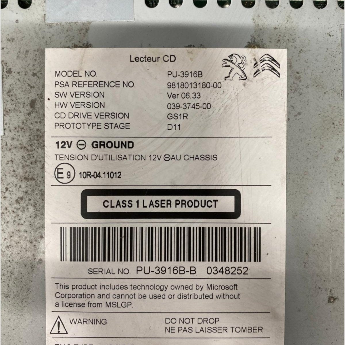 Autoradio / stereo Peugeot 308 (2013 - 2021) Cod: PU - 3916B - F&P CRASH SRLS - Ricambi Usati