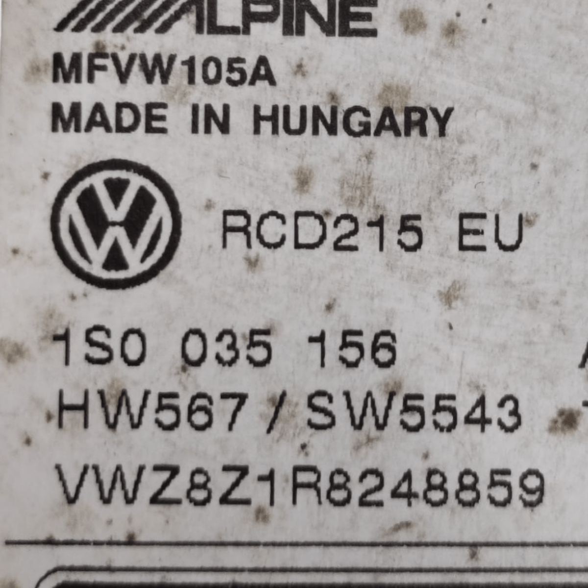 Autoradio volkswagen up cod: 1s0035156 (2011 - 2024) - F&P CRASH SRLS - Ricambi Usati