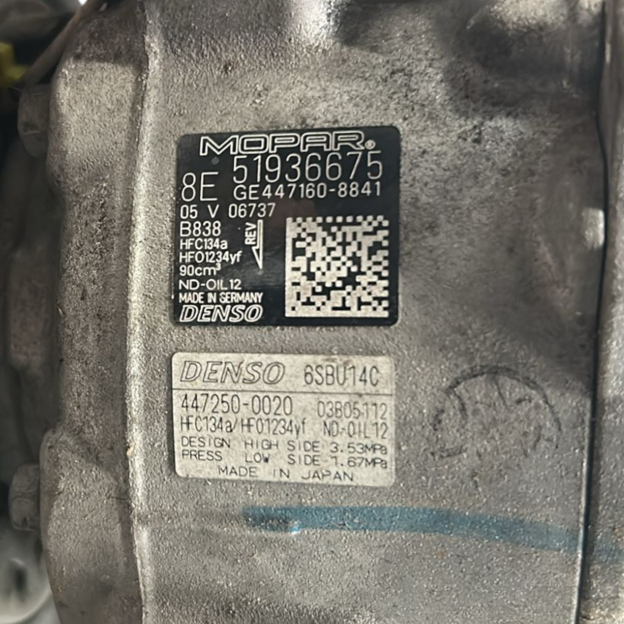 Kompresor klima uređaja fiat 500x 1.6 dizel kod:51936675 (2014 > 2024) 
