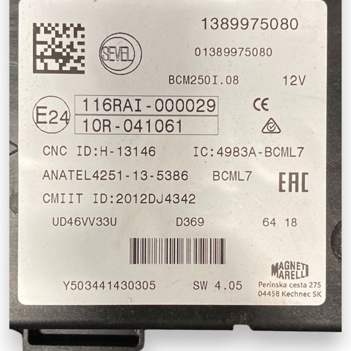 Body computer fiat ducato l1h1 3.0 benzina / metano Cod: 1389975080 (2014 - ) - F&P CRASH SRLS - Ricambi Usati