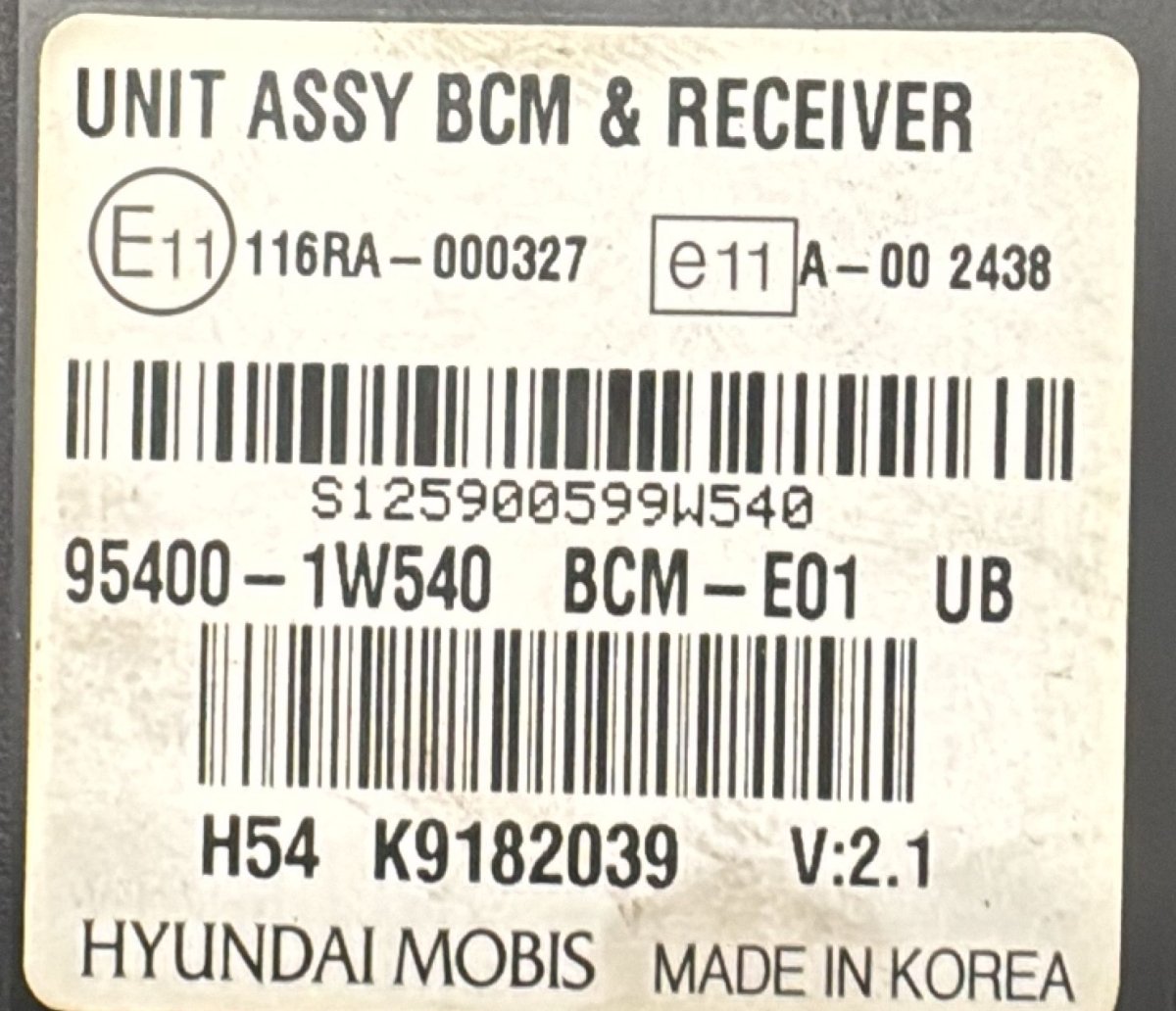 Body computer Kia Rio III cod.954001W540 (2011 - 2017) - F&P CRASH SRL - Ricambi Usati
