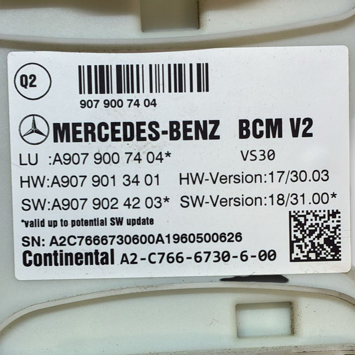 Body computer mercedes - benz sprinter w907 cod . a9079007404 2.0 diesel (2018 >) - F&P CRASH SRL - Ricambi Usati