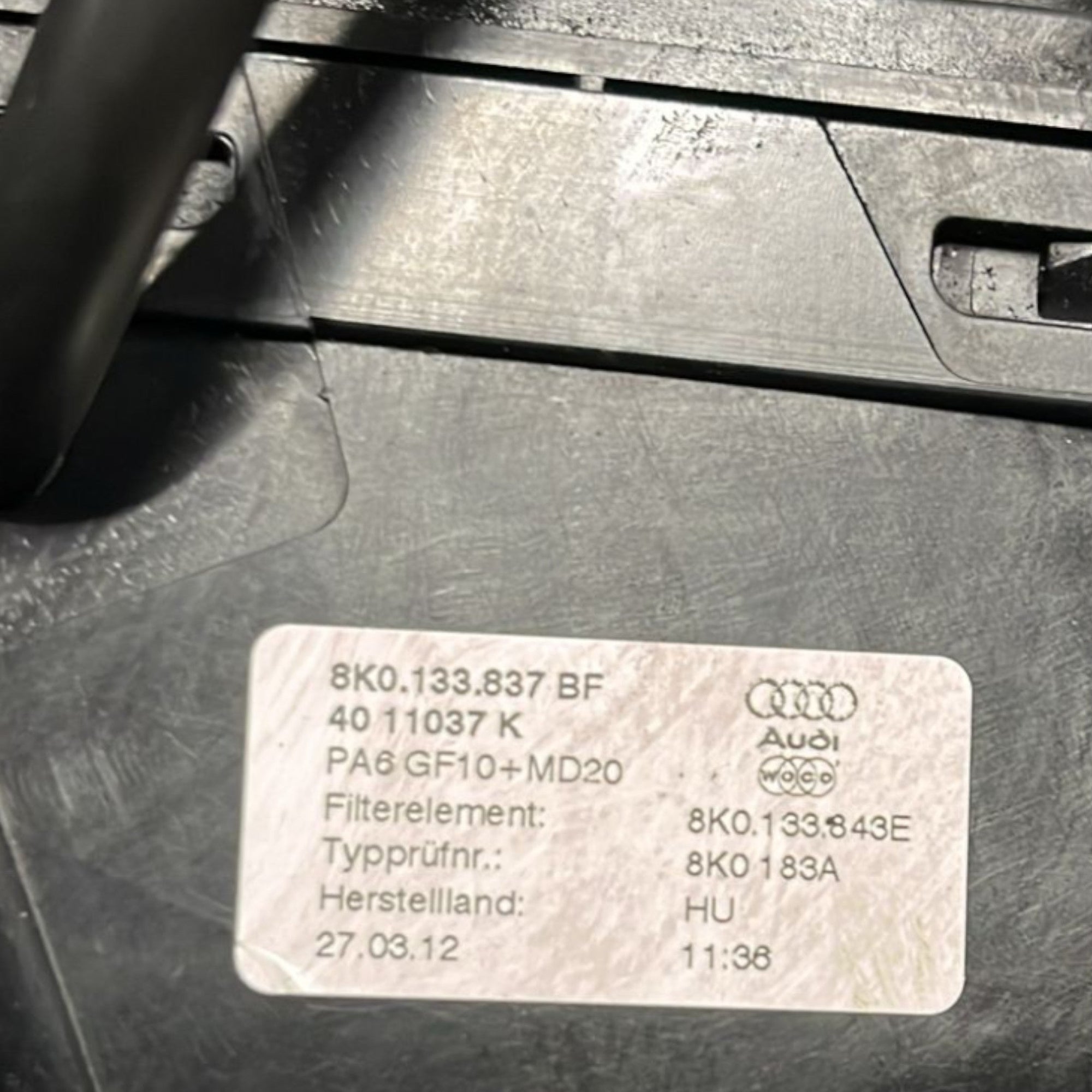 Box Scatola Filtro Audi A4 (B8) cod:8K0133837BF 2.0 Diesel (2007 >2015) + Debimetro cod:0281002956 - F&P CRASH SRLS - Ricambi Usati