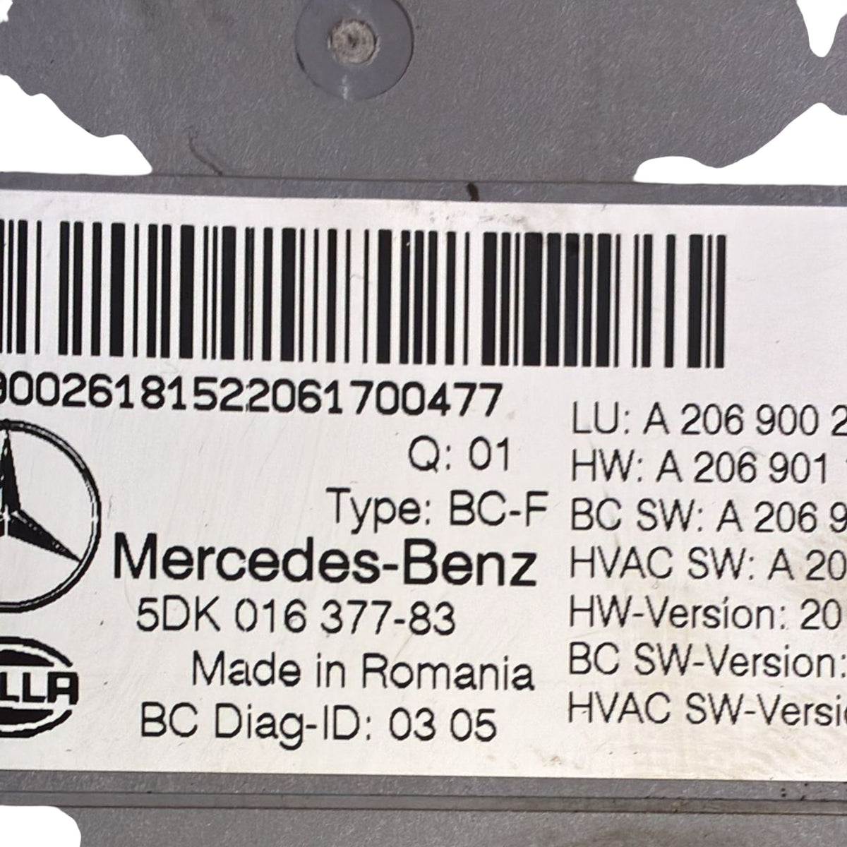 Karosseriesteuergerät Mercedes-Benz Klasse C W206 Cod. 5DK016377-83 2.0 Diesel (2021 >) 
