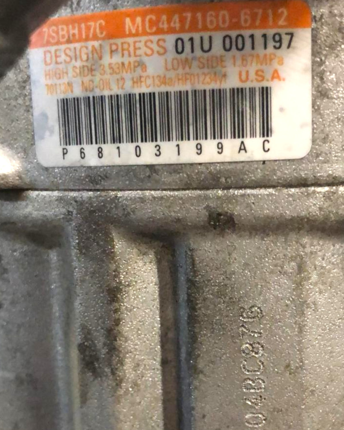 Air Conditioning Compressor Jeep Cherokee 2.2 Diesel (2012 > 2023) code:P68103199AC 