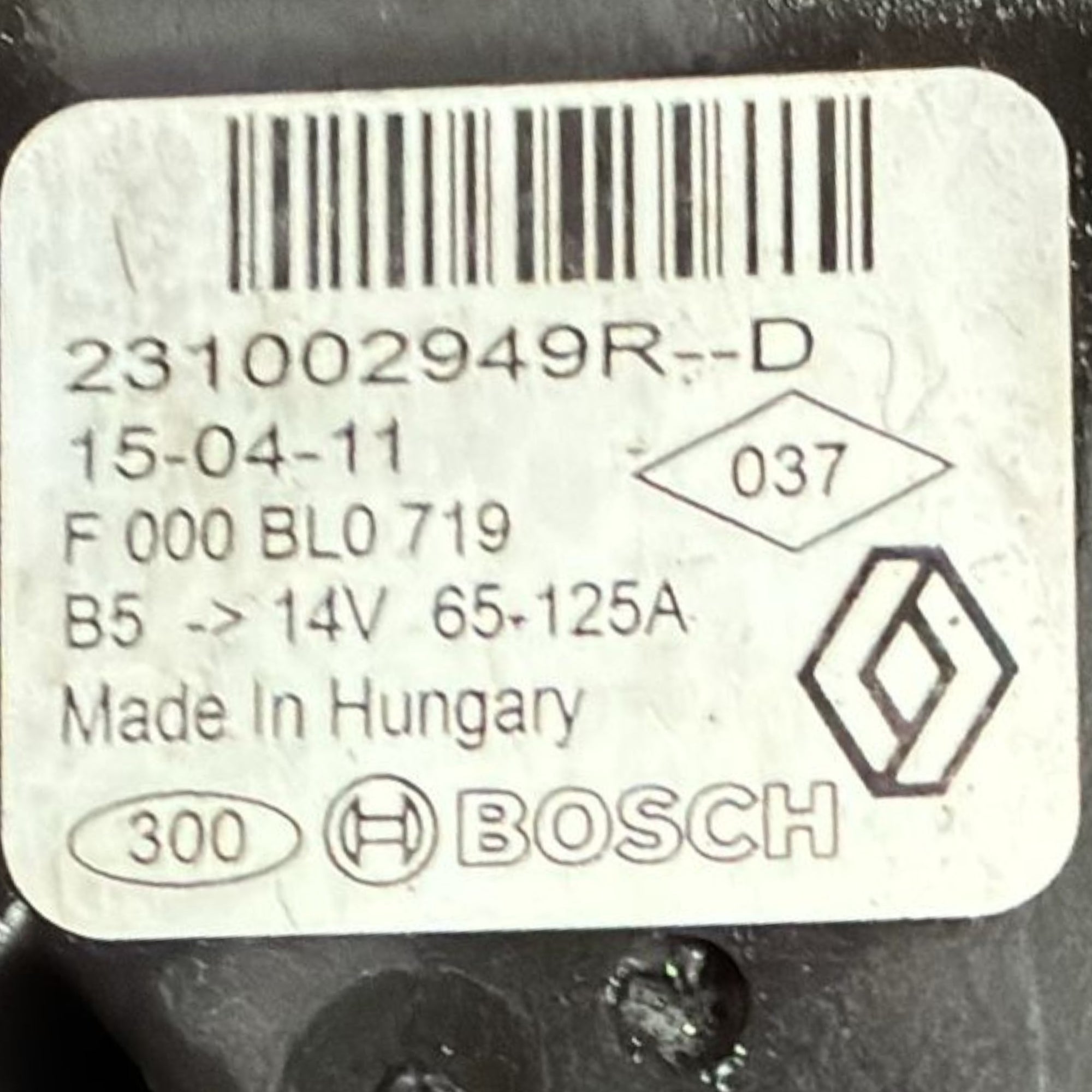 Alternator Dacia Sandero Stepway koda . 231002949r 1.5 dizel (2012 > 2021) 