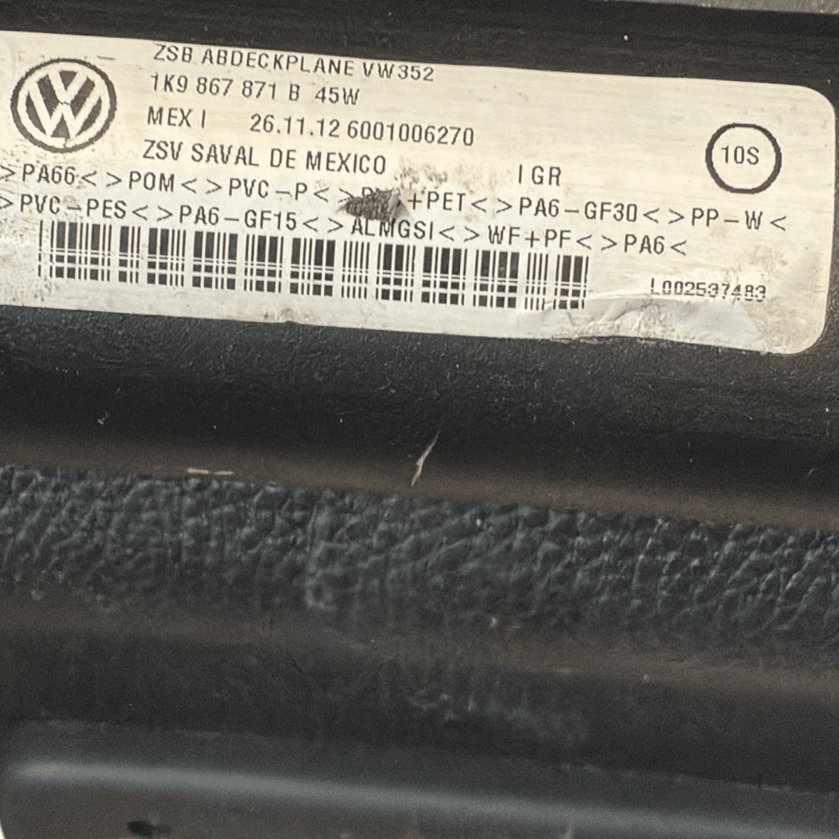 Roller shelf / curtain volkswagen golf vi variant sw code: 1k9867871b (2008 - 2012) - F&P CRASH SRL - Used Parts