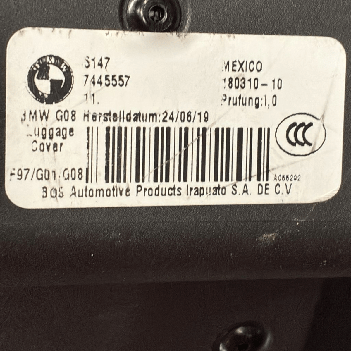 Cappelliera a tendina / rullo bagagliaglio bmw x3 cod : 51477445557 (2018 - 2020) - F&P CRASH SRL - Ricambi Usati