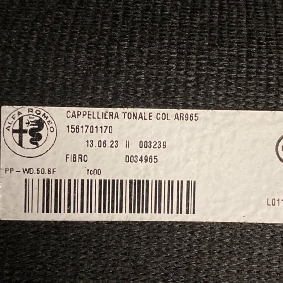 Cappelliera alfa romeo tonale Cod: 1561701170 (2022 - ) - F&P CRASH SRLS - Ricambi Usati
