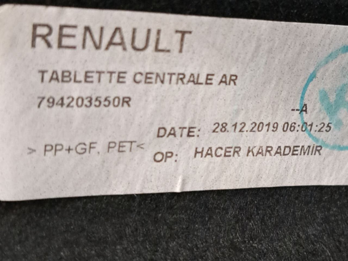 Cappelliera / Ripiano Bagagliaio Renault Clio V (2019>) COD:794203550R - F&P CRASH SRLS - Ricambi Usati