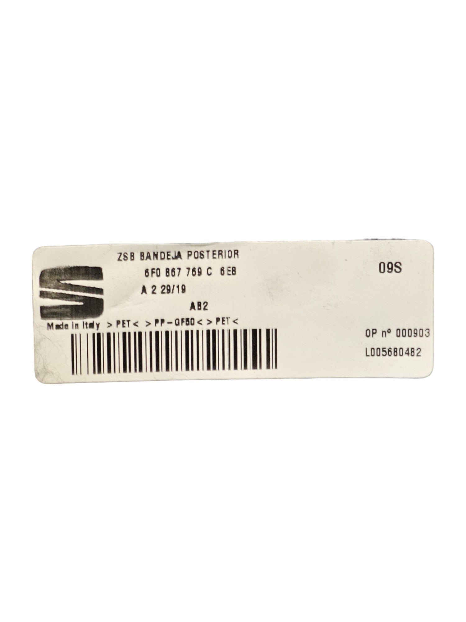 Cappelliera / Ripiano Bagagliaio Seat Ibiza V Cod:6F0867769C (2017 - >) - F&P CRASH SRLS - Ricambi Usati