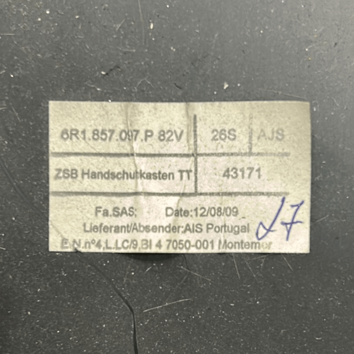 Cassetto / vano portaoggetti volkswagen polo 6r code:6r1857097p (2009 > 2017) - F&P CRASH SRL - Ricambi Usati