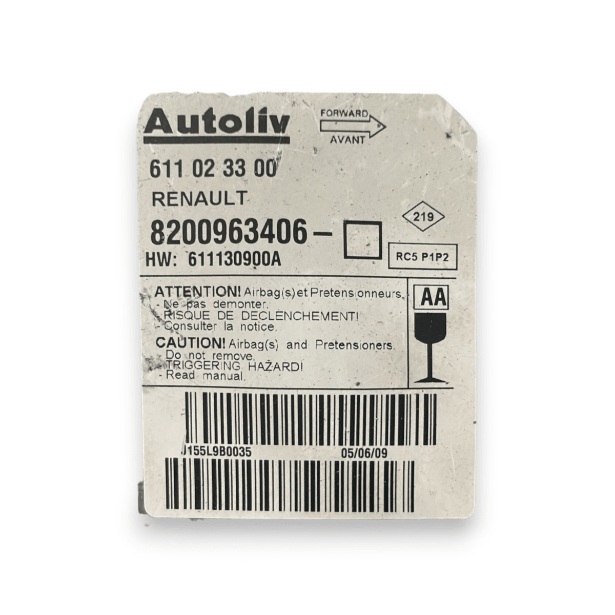 Centralina airabg renault clio III cod:8200963406 (2005 - 2013) - F&P CRASH SRL - Ricambi Usati
