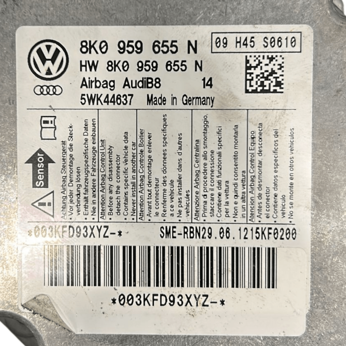 Centralina airbag audi a4 b8 cod:8k0959655n (2007 > 2016) - F&P CRASH SRL - Ricambi Usati