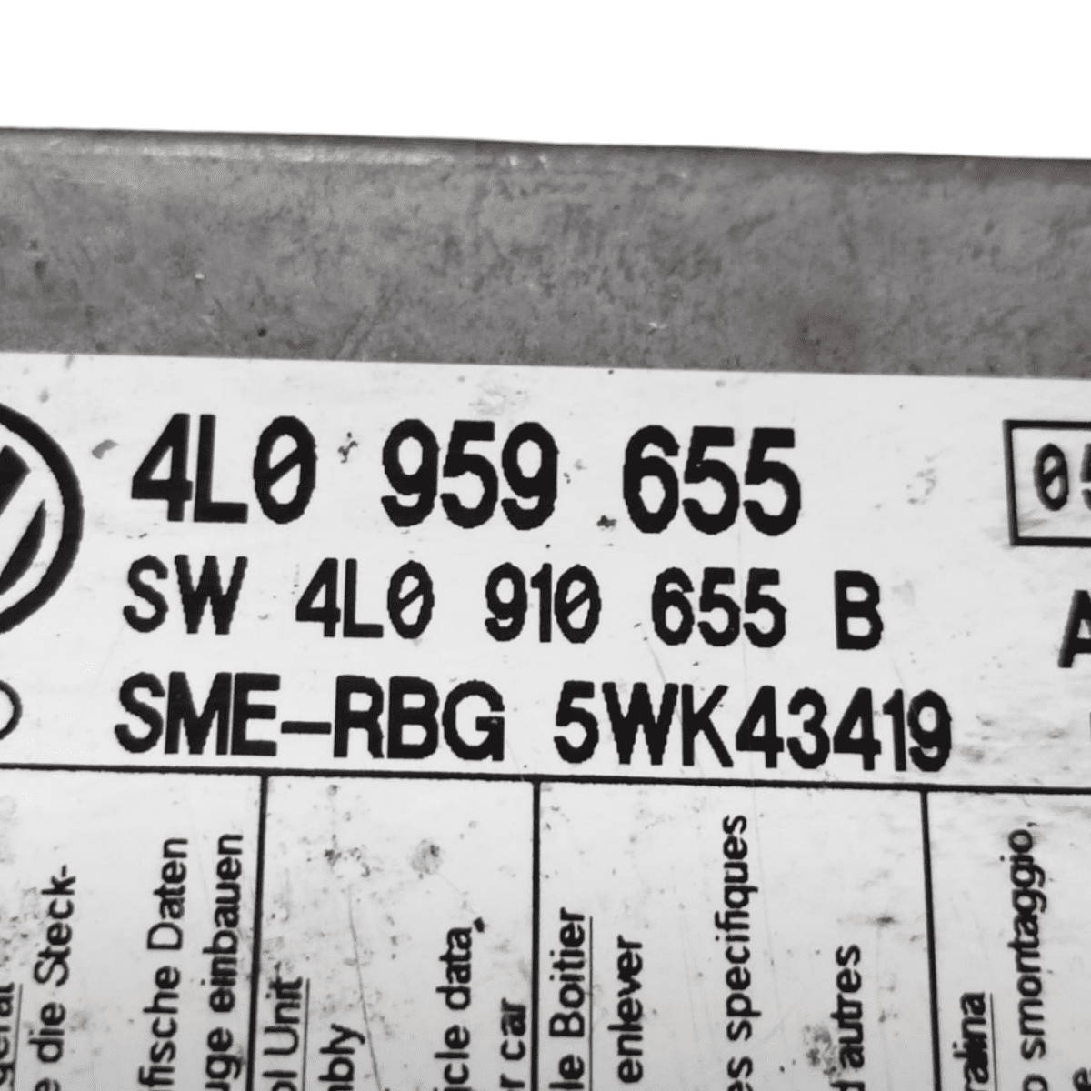 Centralina airbag audi q7 cod: 4l0959655 (2005 - 2015) - F&P CRASH SRL - Ricambi Usati