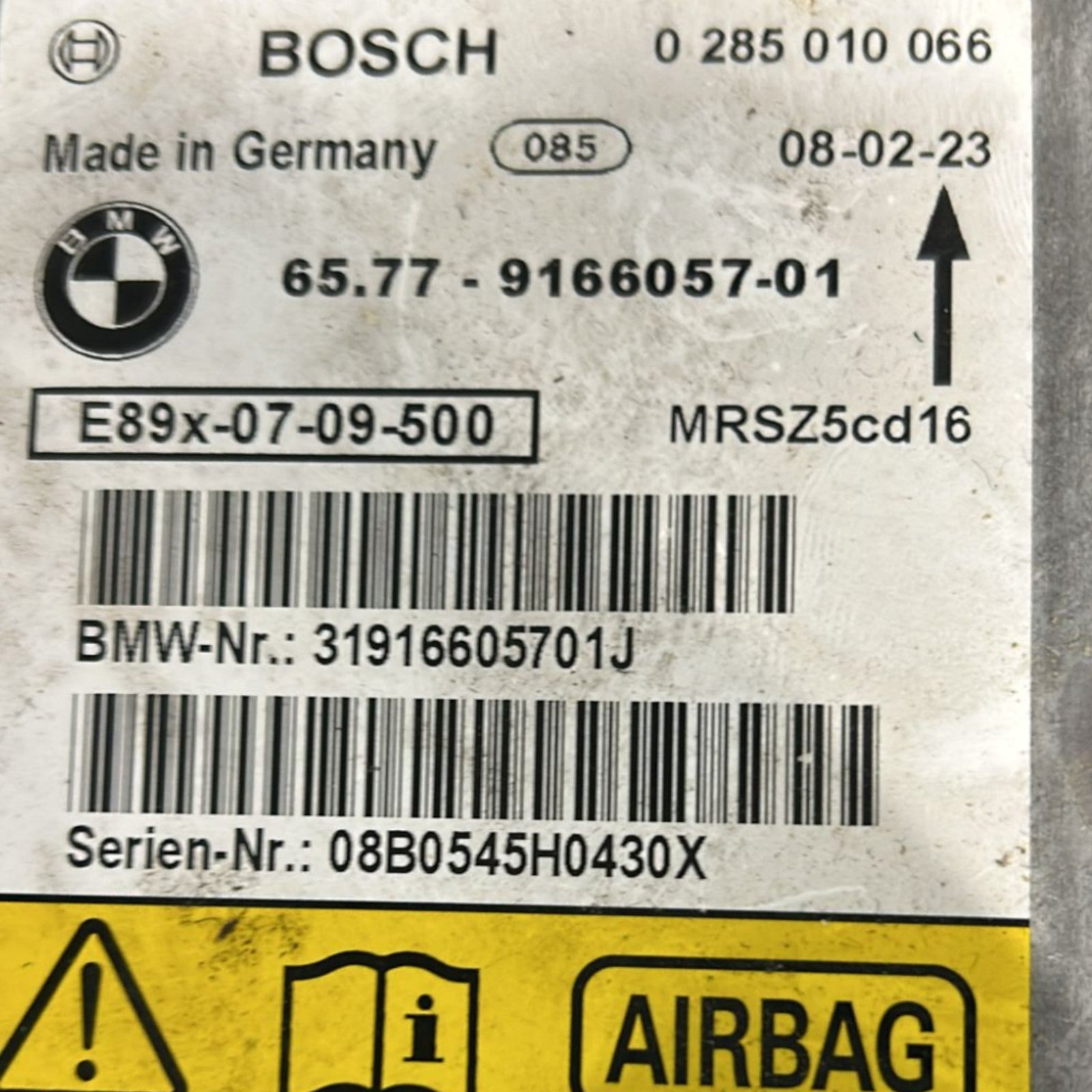 Centralina Airbag Bmw Serie 1 E87 2.0 Diesel cod:9166057 - 01 (2004 > 2013) - F&P CRASH SRLS - Ricambi Usati