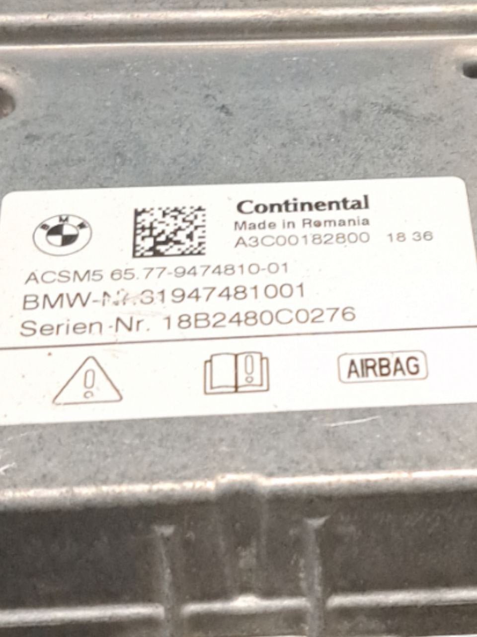 Centralina Airbag Bmw X3 G01 (2017>) COD:6577 - 9474810 - 01 - F&P CRASH SRLS - Ricambi Usati