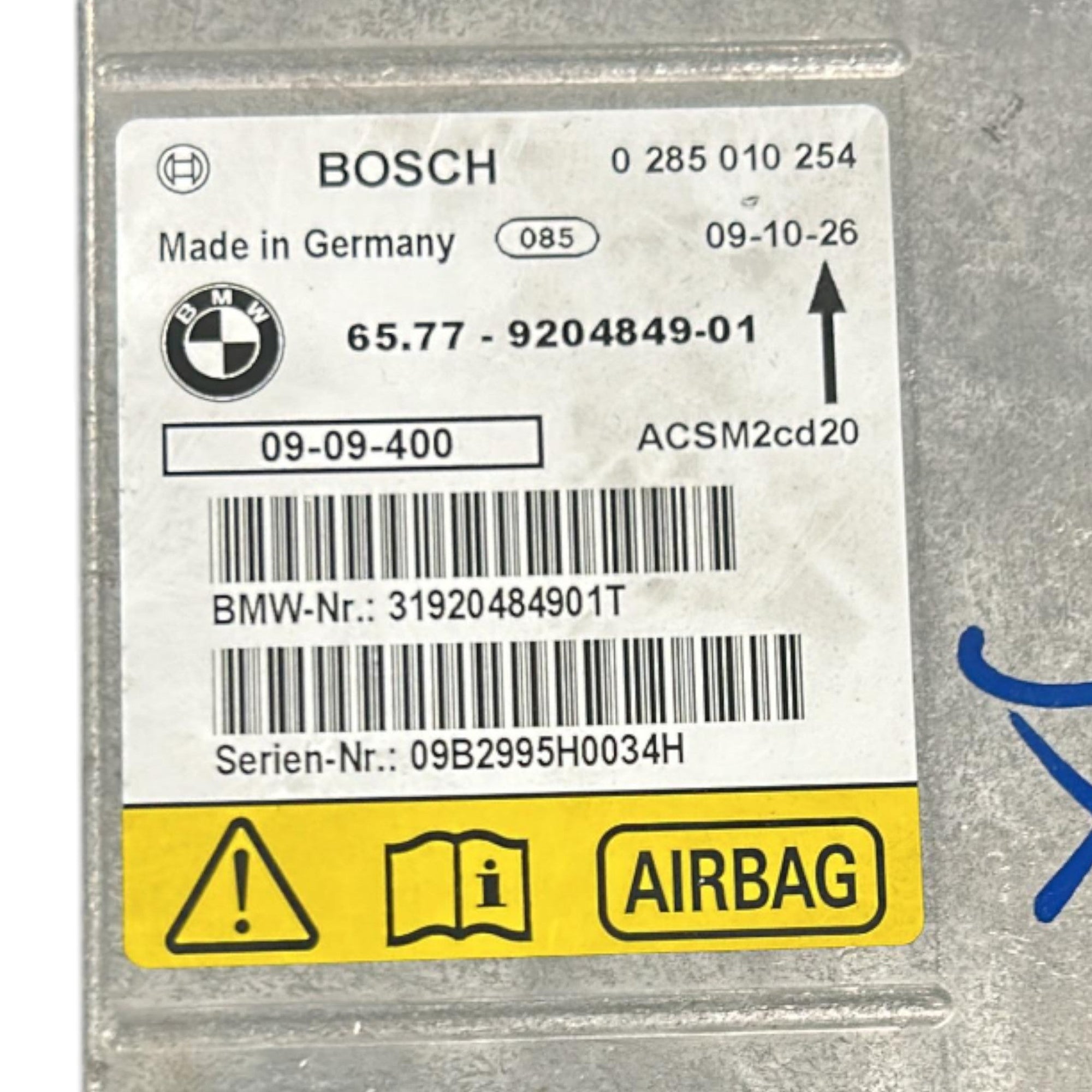Centralina AIRBAG BMW X5 (E70) cod.9204849 - 01 (2006 > 2013) - F&P CRASH SRLS - Ricambi Usati