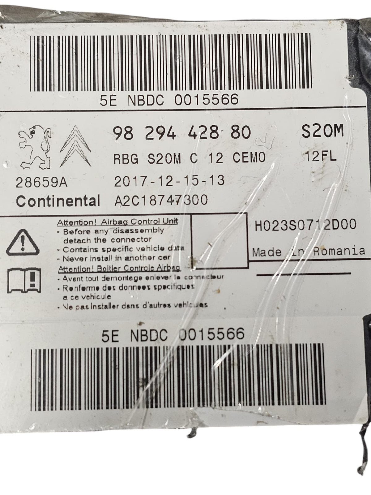 Centralina Airbag Citroen C3 Cod:9829442880 (2016 - 2023) - F&P CRASH SRLS - Ricambi Usati