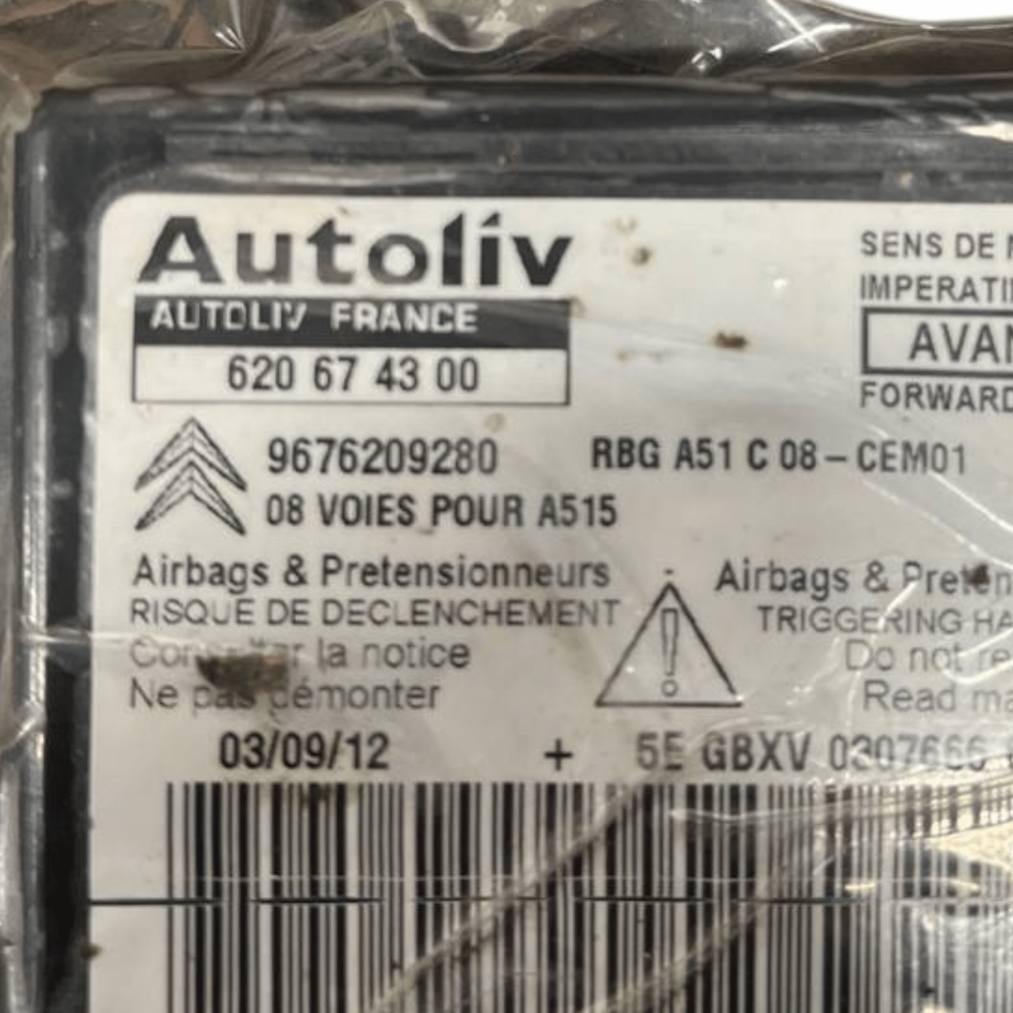 Centralina Airbag Citroen C3 II 1.4 Benzina (2009 al 2016) cod: 9676209280 - F&P CRASH SRLS - Ricambi Usati