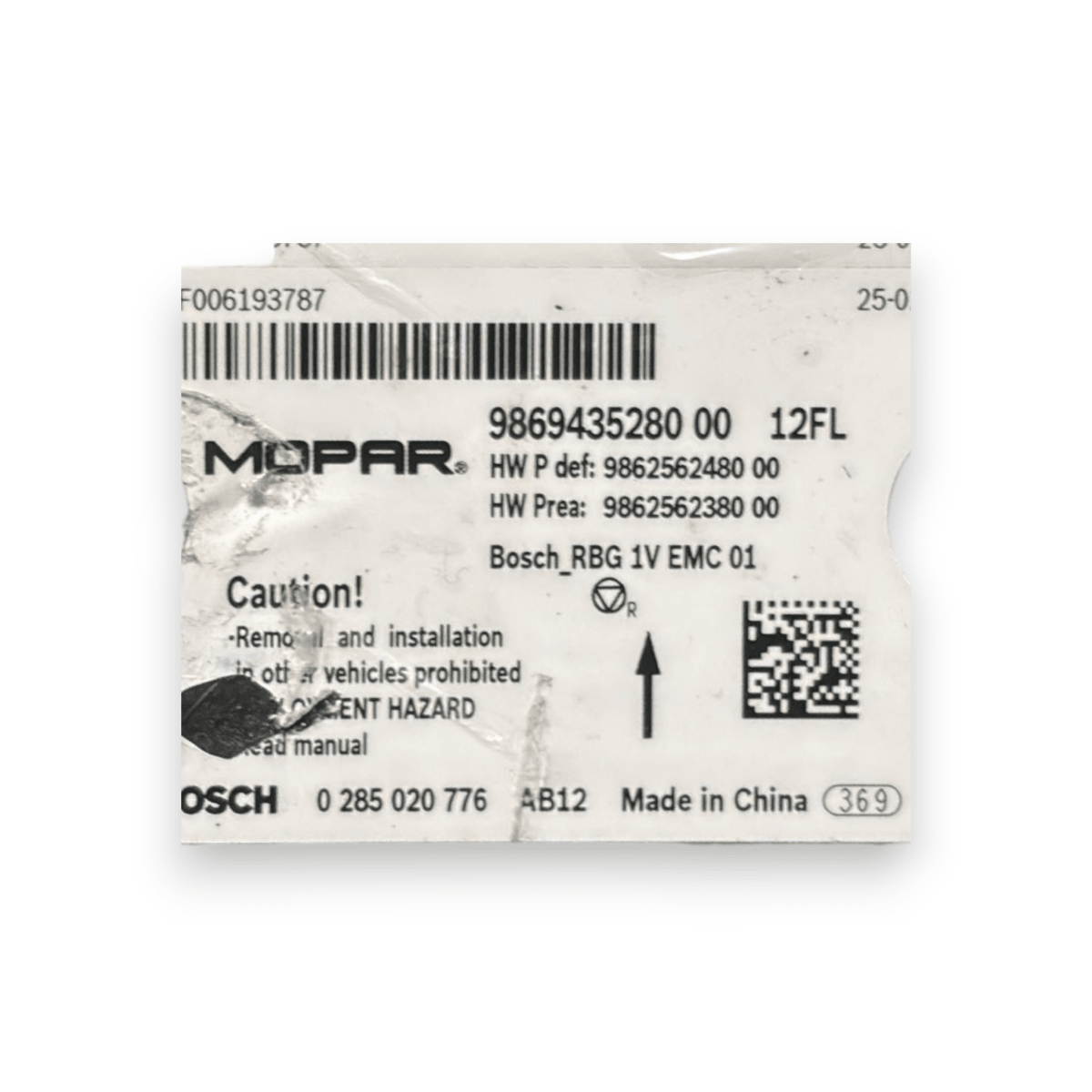 Centralina airbag citroen c3 IV cod:9869435280 (2023 - ) - F&P CRASH SRL - Ricambi Usati