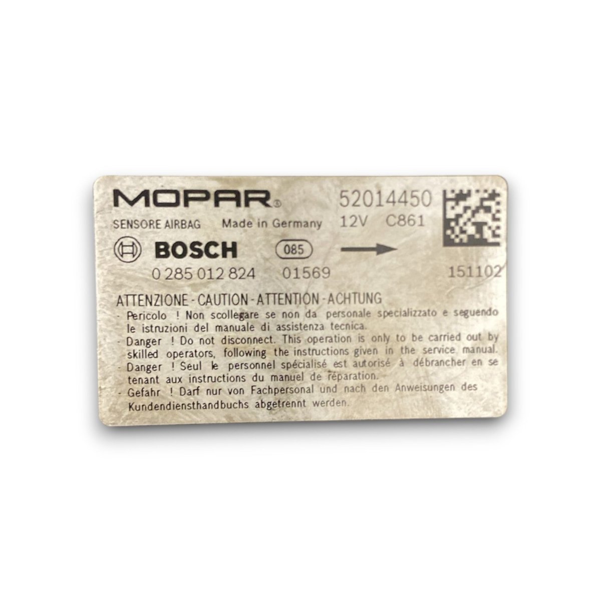 Centralina airbag fiat doblo cod . 52014450 (2009 > 2022) - F&P CRASH SRL - Ricambi Usati
