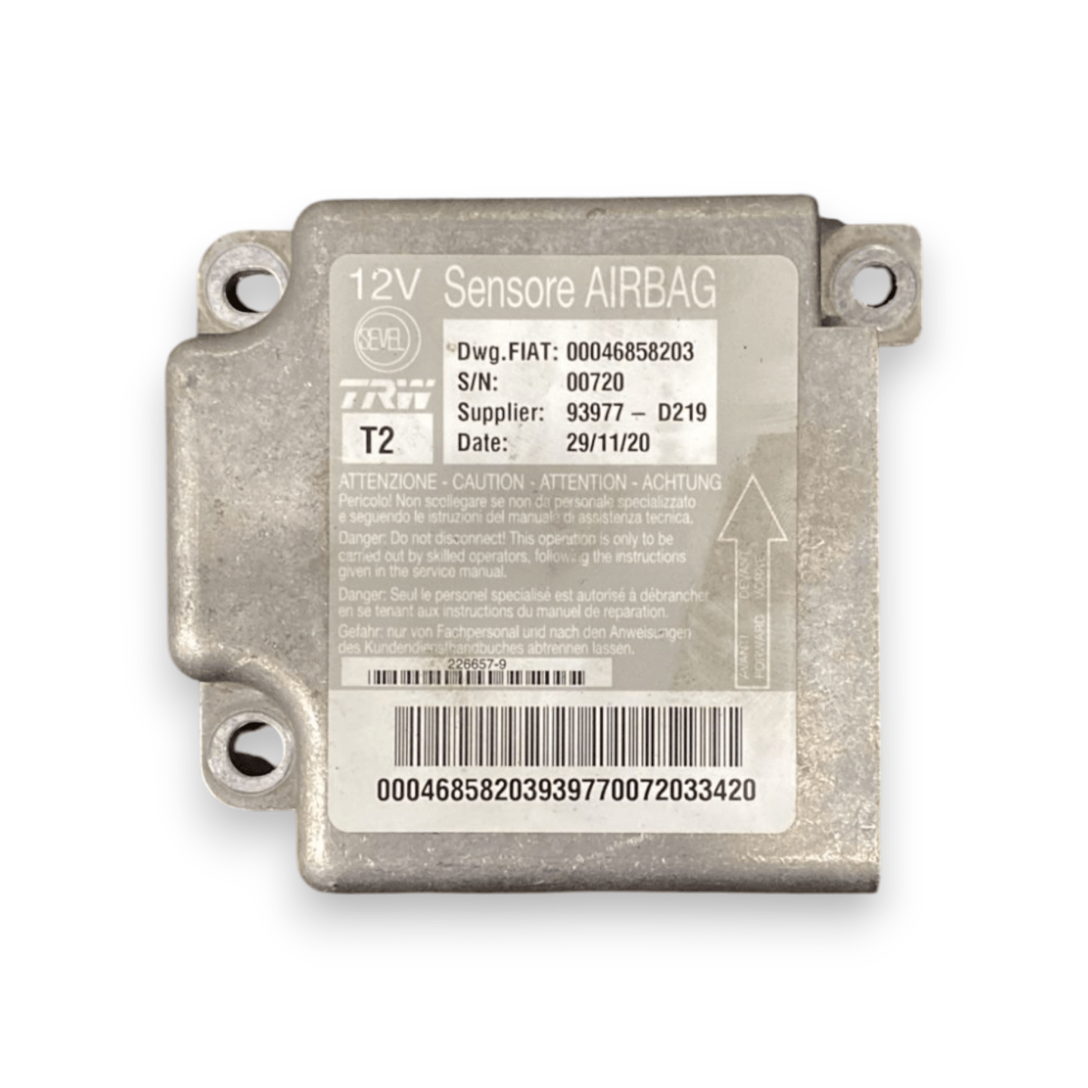 Centralina airbag fiat ducato cod:00046858203 (2014 - ) - F&P CRASH SRLS - Ricambi Usati