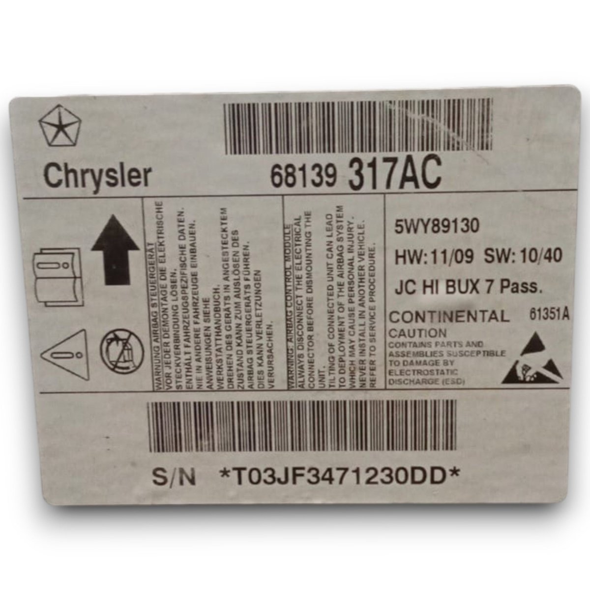 Centralina airbag fiat freemont cod . 68139317ac (2011 > 2015) - F&P CRASH SRL - Ricambi Usati