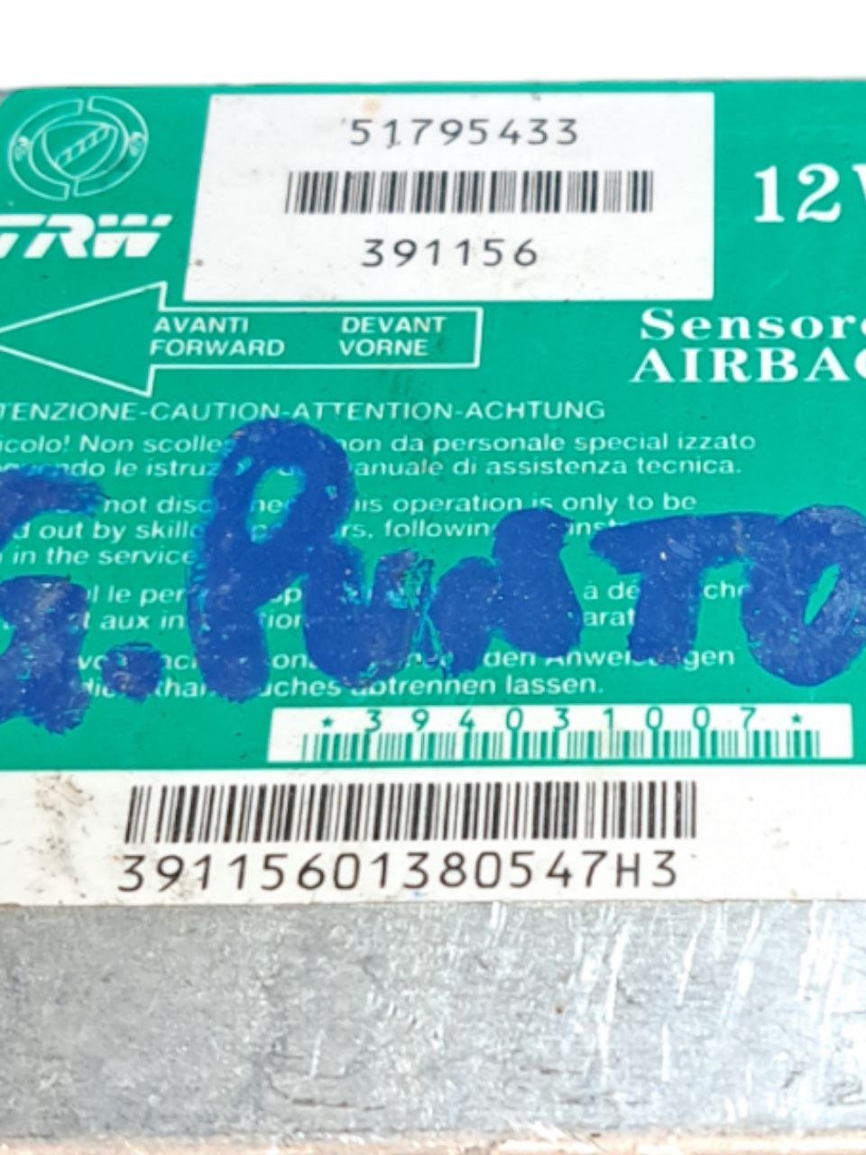 Centralina Airbag Fiat Grande Punto (2006 - 2012) COD:51795433 - F&P CRASH SRLS - Ricambi Usati