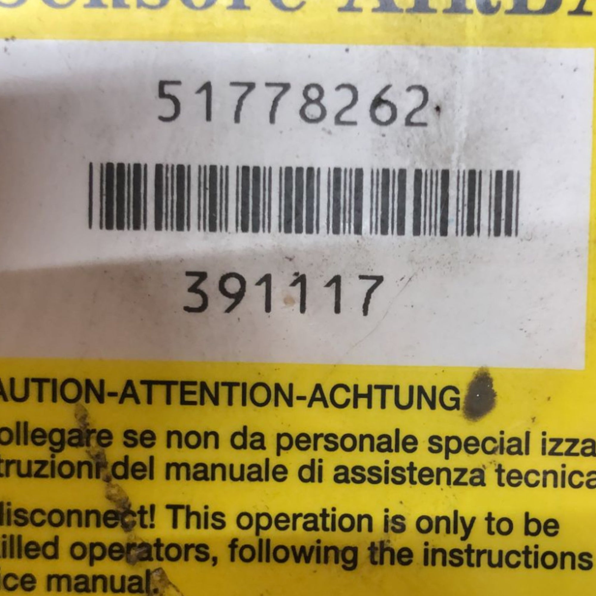 Centralina Airbag Fiat Panda II 169 (2003 > 2012) cod:51778262 - F&P CRASH SRLS - Ricambi Usati