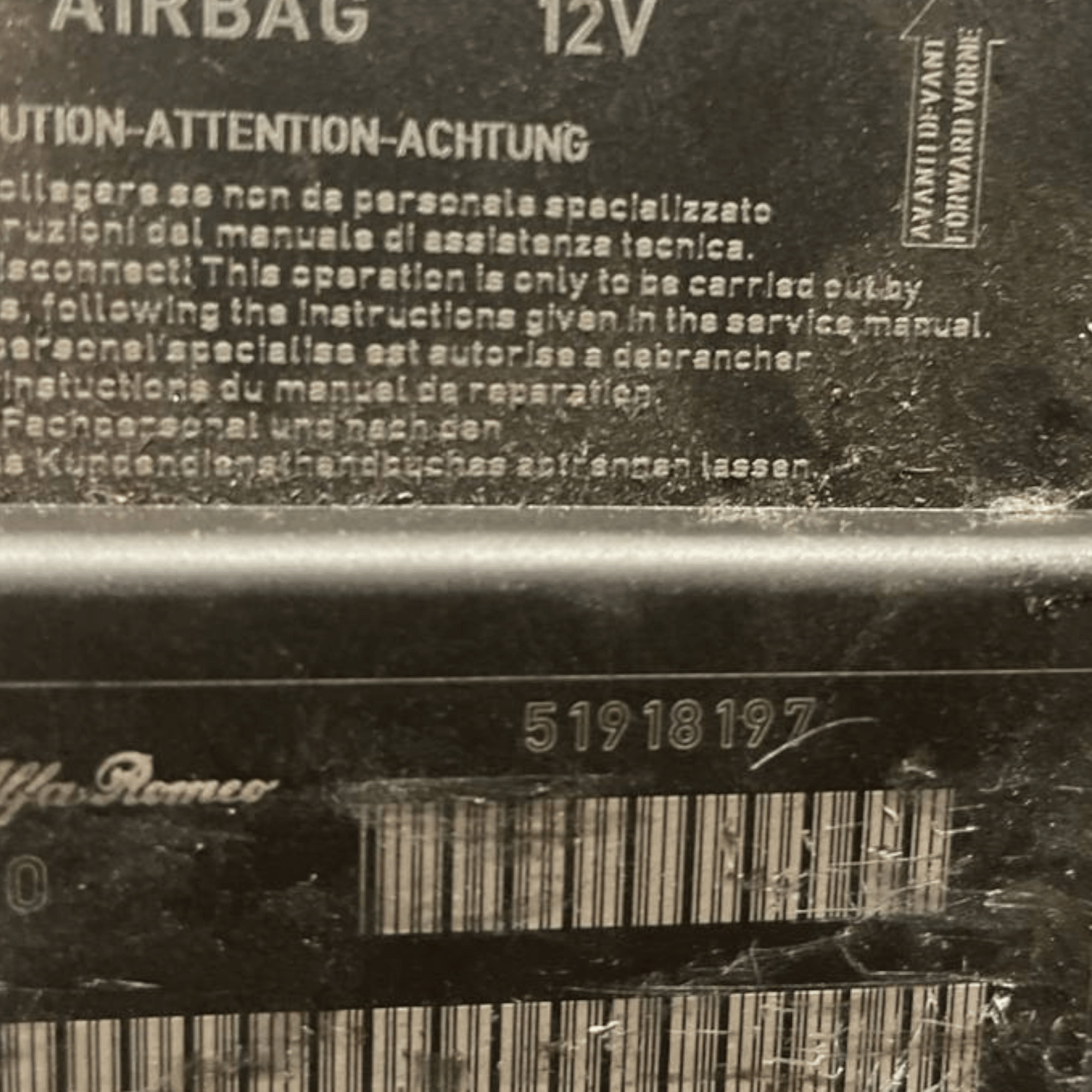 Centralina Airbag Fiat Punto (2015 - ) cod: 51918197 - F&P CRASH SRLS - Ricambi Usati