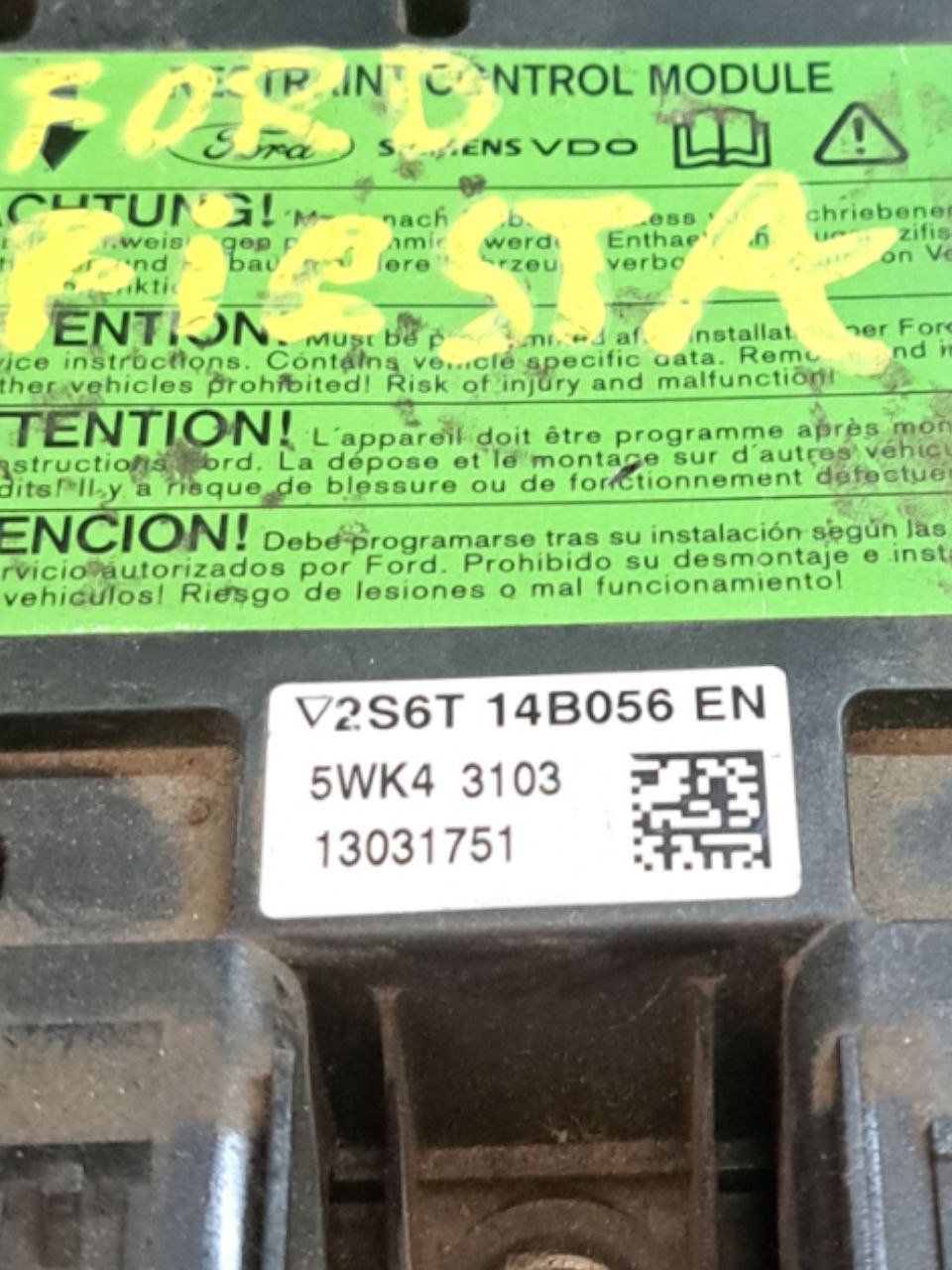 Centralina airbag Ford Fiesta mk5 (2002 - 2008) COD:2S6T - 14B056 - EN - F&P CRASH SRLS - Ricambi Usati