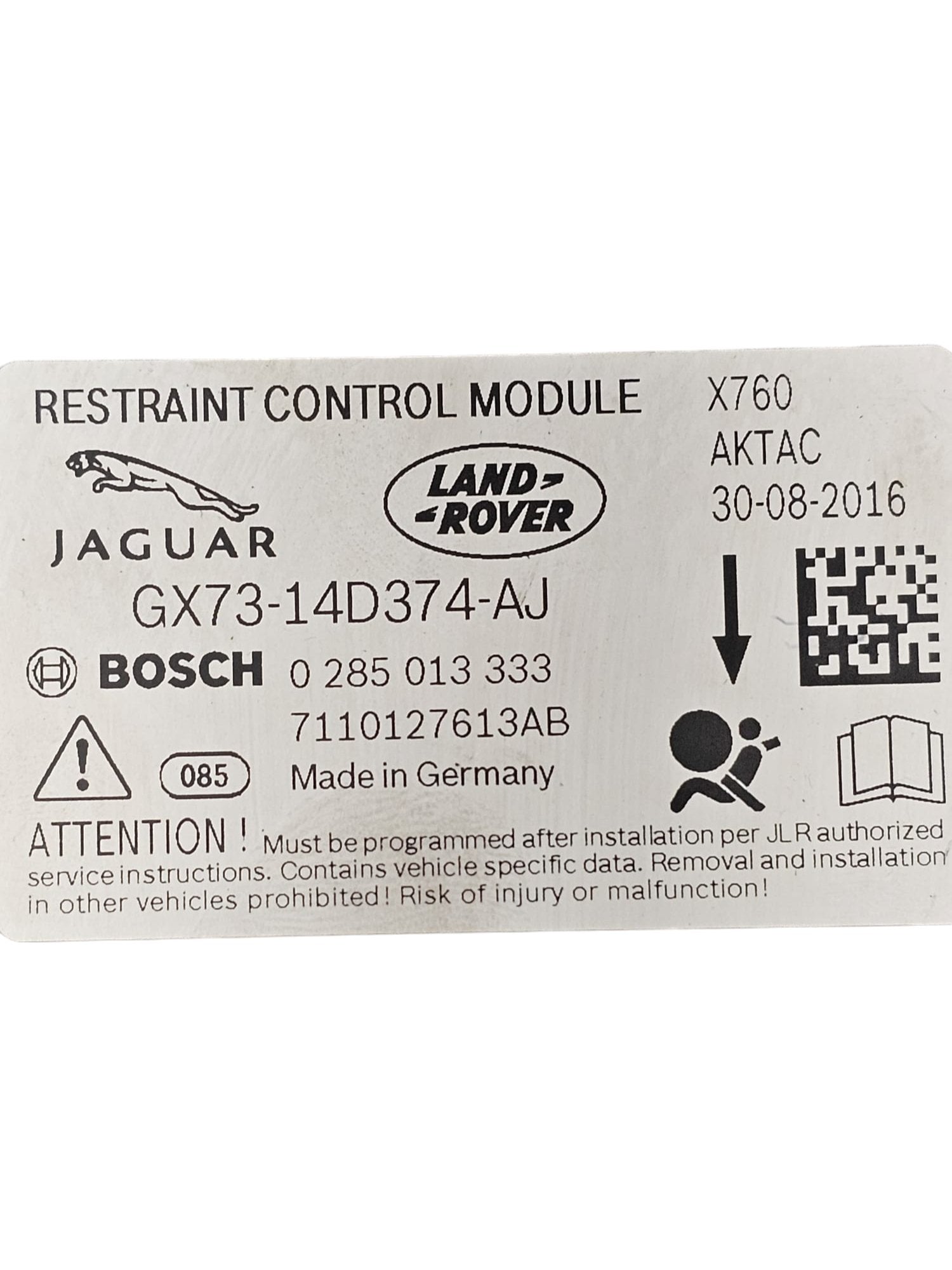 Centralina Airbag Jaguar F - Pace (2016 - >) Cod:GX73 - 14D374 - AJ - F&P CRASH SRLS - Ricambi Usati