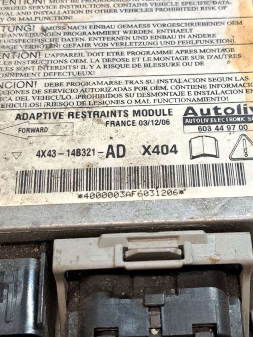 Centralina Airbag Jaguar X - Type (2001 - 2008) COD:4X43 - 14B321 - AD - F&P CRASH SRLS - Ricambi Usati