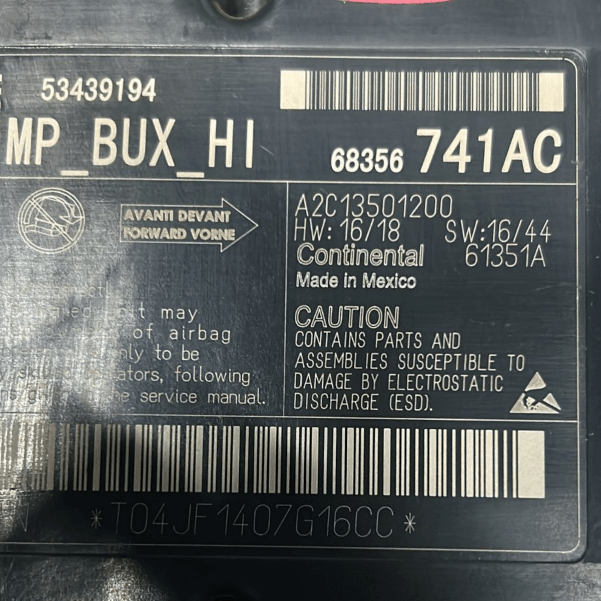 Centralina airbag jeep compass cod:68356741ac (2016 >) - F&P CRASH SRL - Ricambi Usati