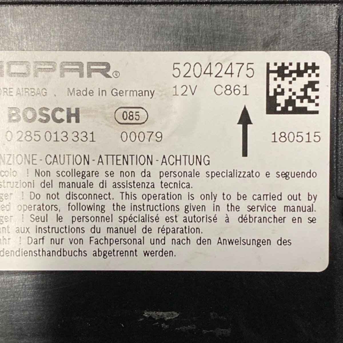 Centralina airbag jeep renegade Cod: 52042475 (2014 - ) - F&P CRASH SRLS - Ricambi Usati
