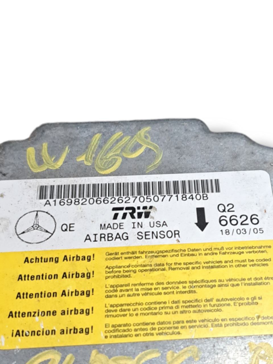 Centralina Airbag Mercedes - Benz Classe A w169 ( 2004 - 2012 ) COD:A1698206626 - F&P CRASH SRLS - Ricambi Usati