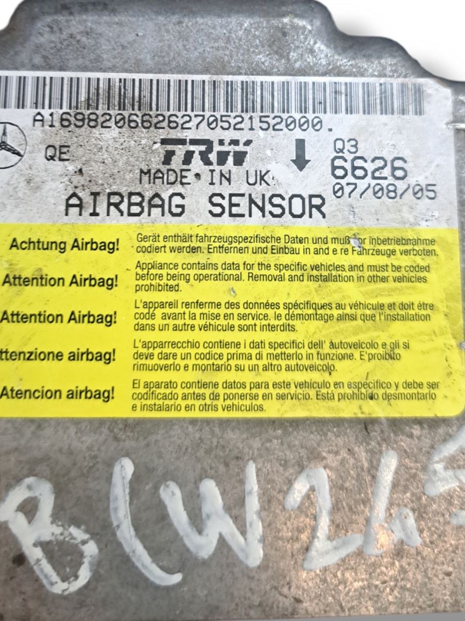 Centralina Airbag Mercedes - Benz Classe B w245 ( 2004 - 2012 ) COD:A1698206626 - F&P CRASH SRLS - Ricambi Usati