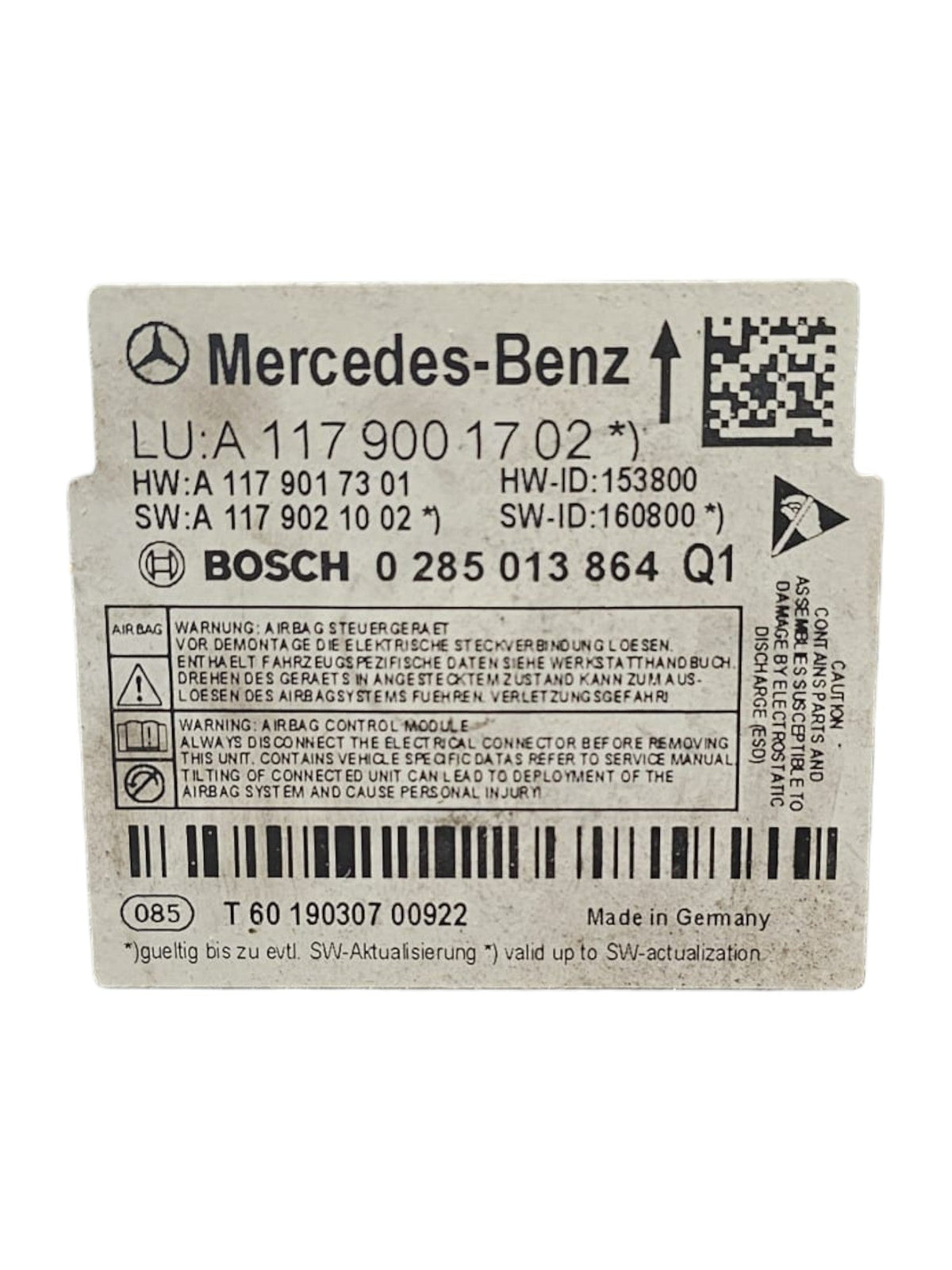 Centralina Airbag Mercedes GLA X156 Cod:A1179001702 (2013 - 2019) - F&P CRASH SRLS - Ricambi Usati