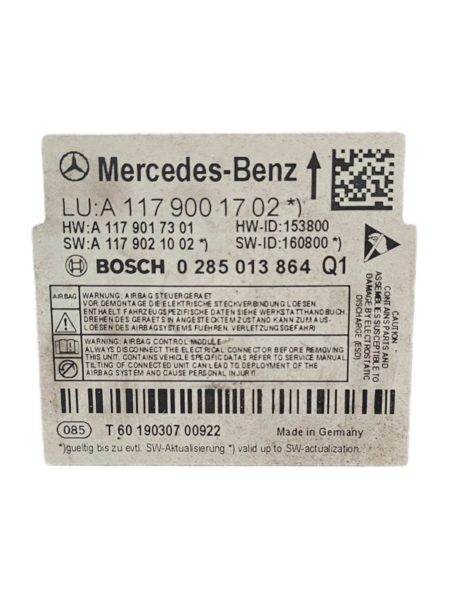 Centralina Airbag Mercedes GLA X156 Cod:A1179001702 (2013 - 2019) - F&P CRASH SRLS - Ricambi Usati