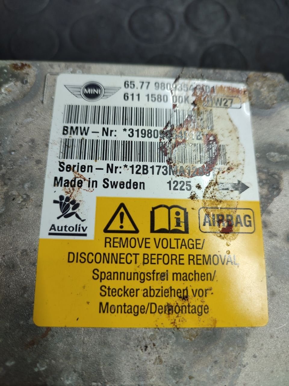 Centralina airbag Mini Countryman 2.0 d ( r60 - 2010 ) cod 611158000k - F&P CRASH SRLS - Ricambi Usati
