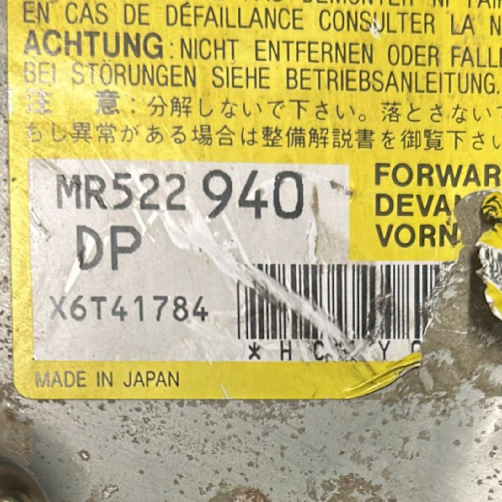 centralina Airbag Mitsubishi L200 2.5 Diesel cod:MR522940 (1996 > 2004) - F&P CRASH SRLS - Ricambi Usati