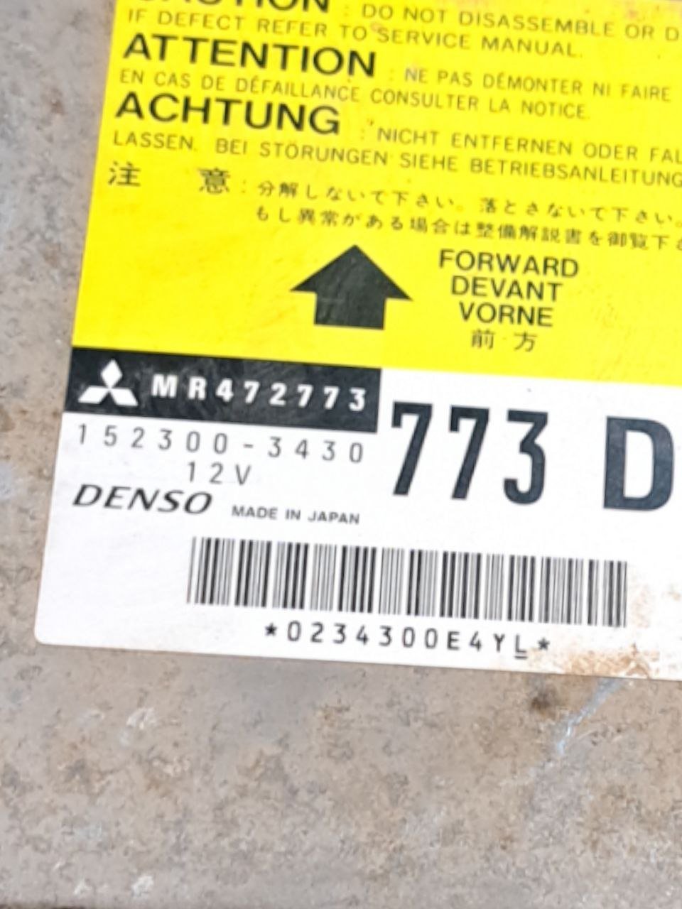 Centralina airbag Mitsubishi Pajero (2000 - 2006) COD:MR472773 - F&P CRASH SRLS - Ricambi Usati